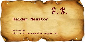 Haider Nesztor névjegykártya